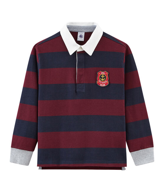 Boy's striped long sleeved rugby shirt SMOKING blue/OGRE red