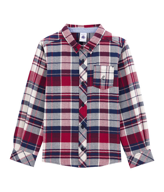 Boy's checked shirt in twill SMOKING blue/TERKUIT red/OGRE