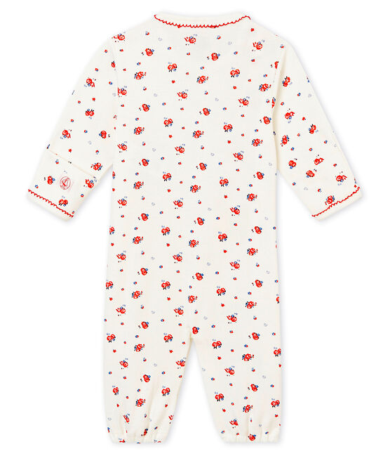 Baby girl's long sleeved combi sleepsuit in print soft cotton MARSHMALLOW white/MULTICO white