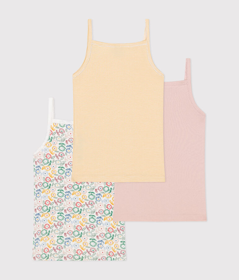 Children's cotton vests with fine straps - 3-Pack multicolor