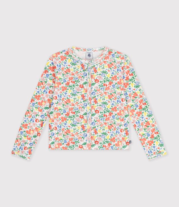 Children's cotton cardigan with flowers white/multicolor