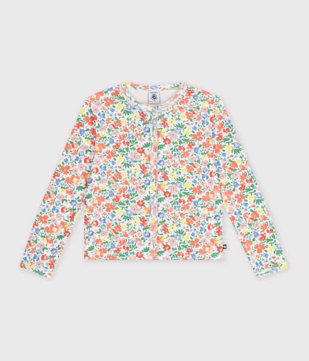 Children's cotton cardigan with flowers white/multicolor