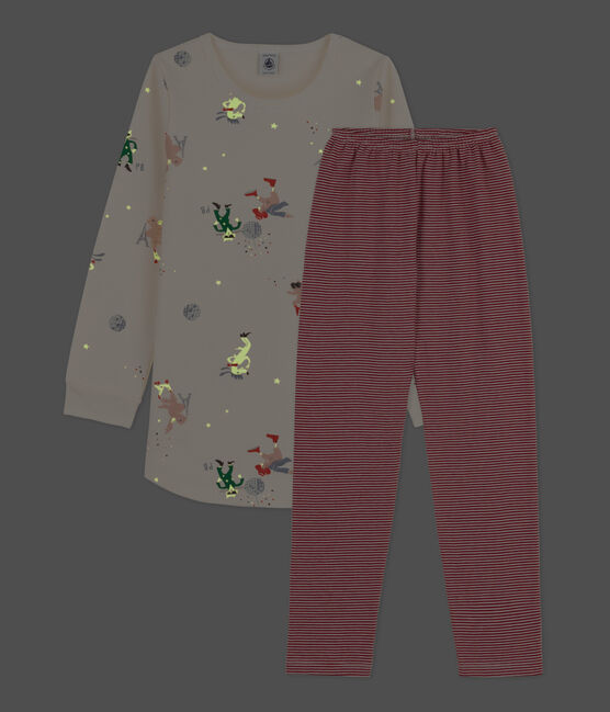 Girls' Glow-In-The-Dark Fleece and Cotton Nightdress AVALANCHE white/MULTICO