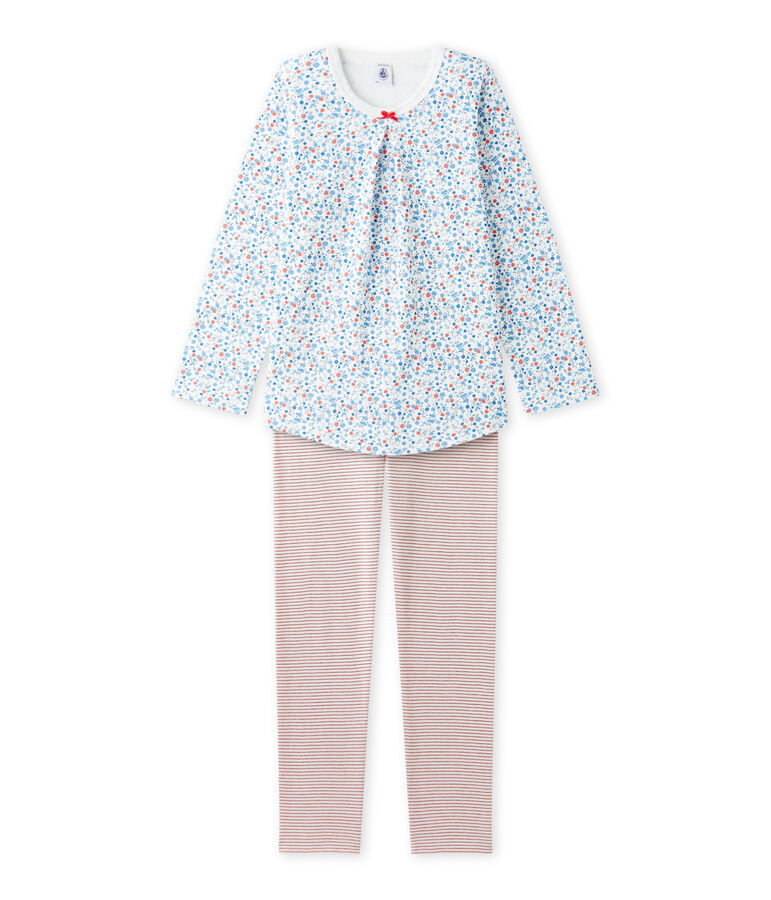 Girl's little flower print pyjamas white/multicolor