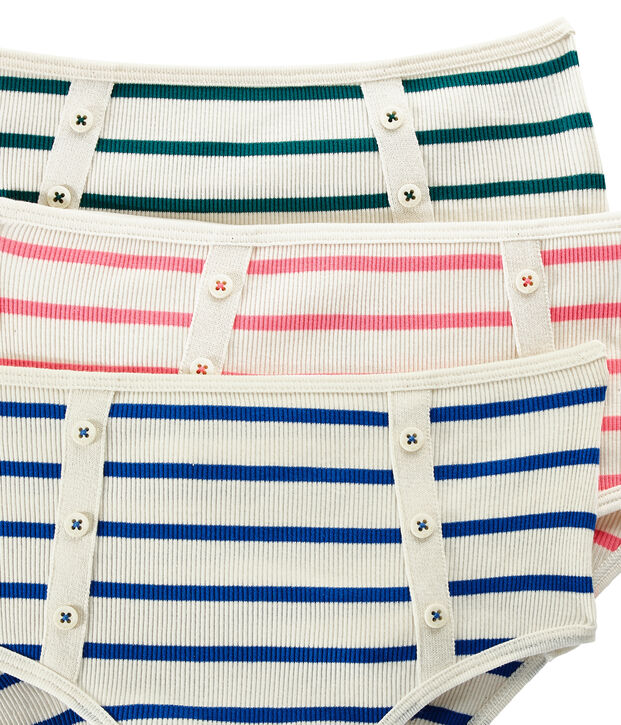 Set of 3 high 2x2 rib knickers woman white