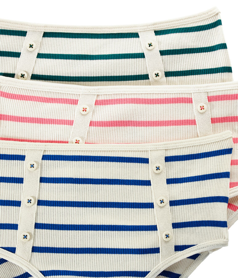 Set of 3 high 2x2 rib knickers woman . white