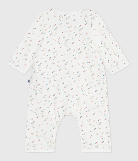 Babies' footless floral-print cotton bodyjama MARSHMALLOW white/MULTICO white
