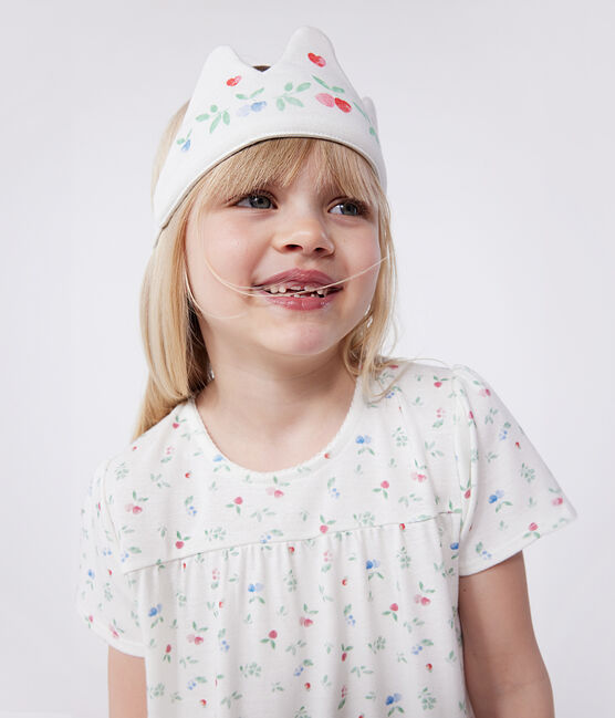 Children's fancy dress nightdress and tiara in cotton MARSHMALLOW white/MULTICO white