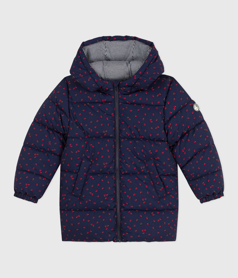 Children's printed long puffer jacket blue/multicolor