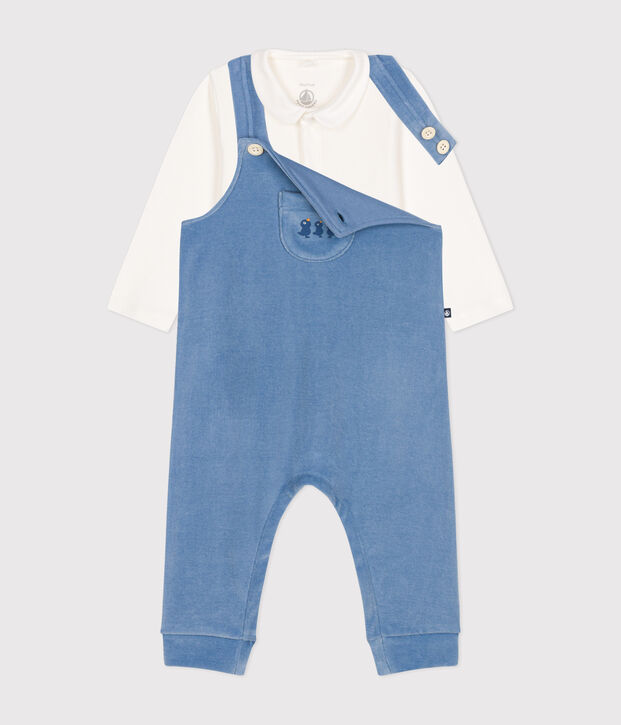 Babies' corduroy dungaree set blue