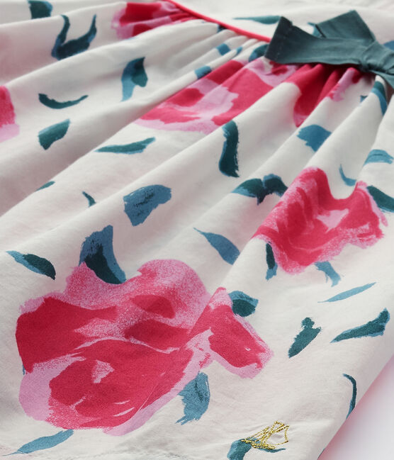 Baby girl's print dress with butterfly sleeves MARSHMALLOW white/MULTICO white