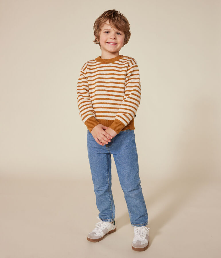 Boys' wool and cotton pullover AVALANCHE white/ECUREUIL