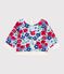 Babies' flower-print cotton hooded sweatshirt MARSHMALLOW white/MULTICO white
