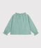 Children's long-sleeved printed cotton blouse green/white