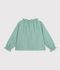 Children's long-sleeved printed cotton blouse green/white