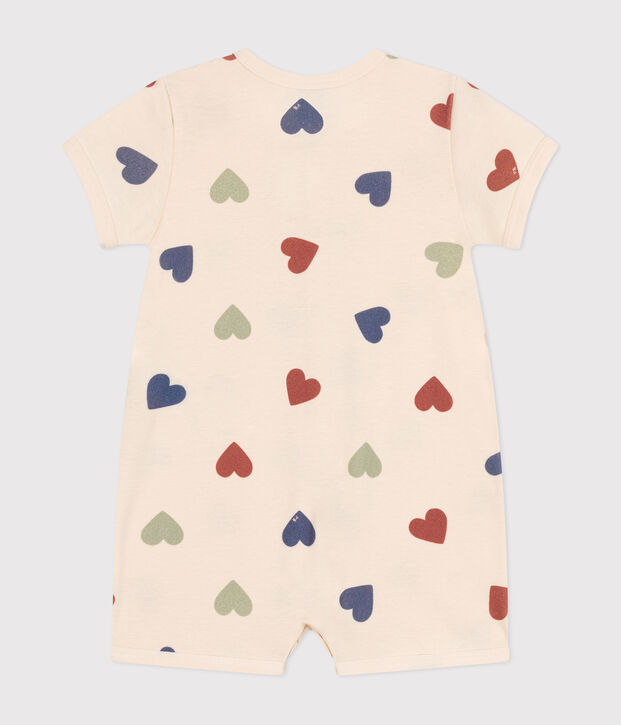 Babies' Short Cotton Playsuit Ecru/multicolor