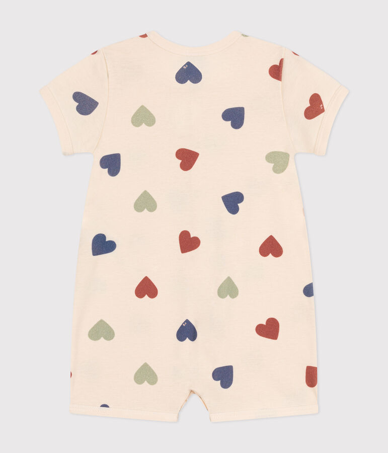 Babies' Short Cotton Playsuit Ecru/multicolor