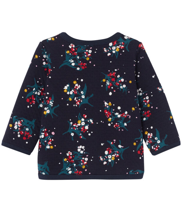 Baby girl's printed double knit cardigan blue/multicolor
