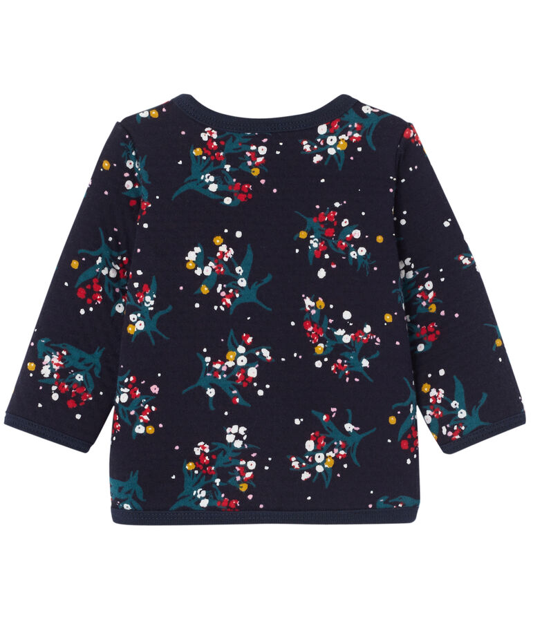 Baby girl's printed double knit cardigan blue/multicolor