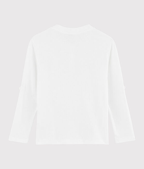 Boys' Cotton and Linen Blend T-Shirt MARSHMALLOW white