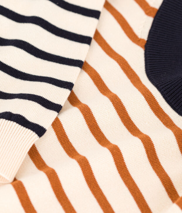 Unisex children's cotton Breton jumper Ecru/multicolor