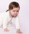 Babies' pyjama suit in plain velour with a collar and floral print detail white