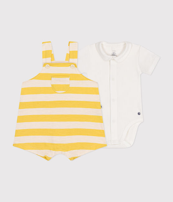 Babies' Slub Jersey Dungaree Set NECTAR yellow/AVALANCHE