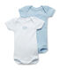 Pack of 2 baby boy short-sleeve plain/milleraies striped bodysuits