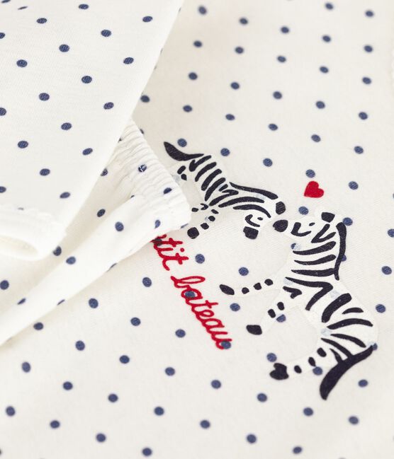 Children's spotty printed cotton pyjamas MARSHMALLOW blue/SOIR
