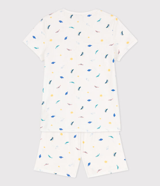 Girls' Sea Animals Short Cotton Pyjamas MARSHMALLOW white/MULTICO white