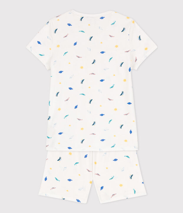 Girls' Sea Animals Short Cotton Pyjamas white/multicolor