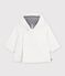 Babies' padded knitted jacket with a pinstripe lining white