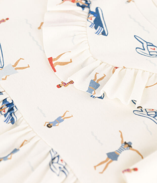 Girls' Short-Sleeved Cotton Dress white/multicolor