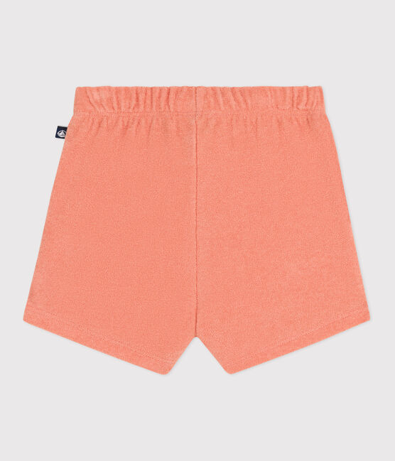 Babies' cotton terry shorts ABRICOT orange