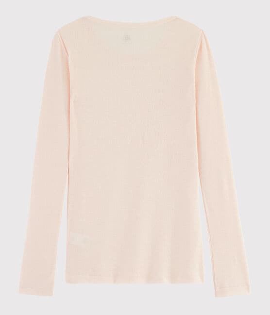Women's wool and cotton blend T-shirt FLEUR pink