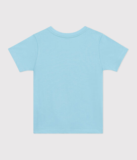 Children's short-sleeved printed cotton T-shirt AQUATIC blue