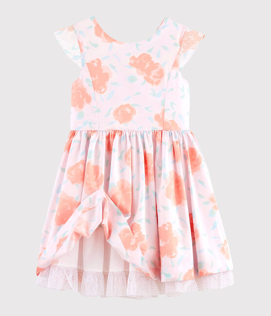 Girls' Formal Dress VIENNE pink/MULTICO white