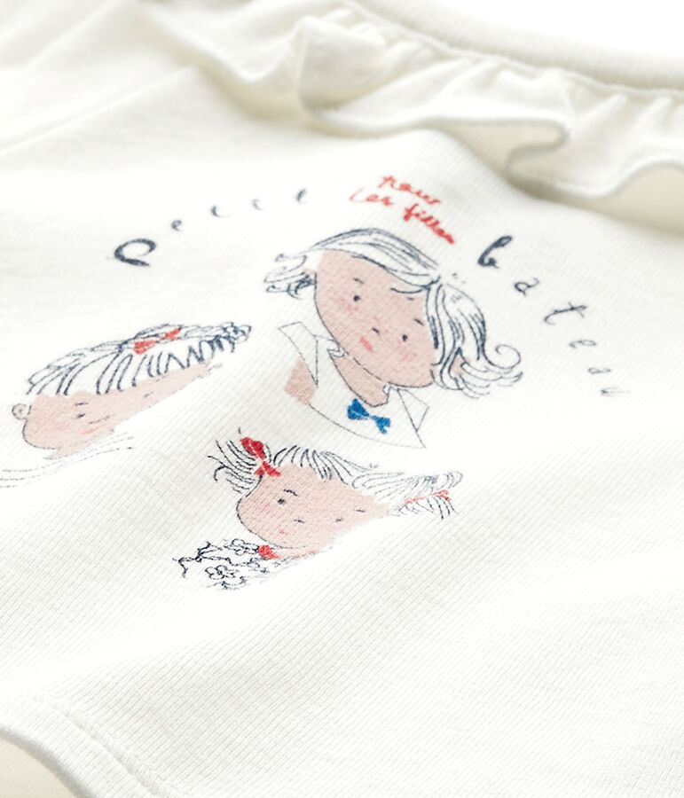 Baby girl's short-sleeved T-shirt white/blue