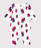 Babies' footless boat pattern cotton pyjamas MARSHMALLOW white/MULTICO white