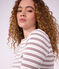 Women's short-sleeved stripy cotton T-shirt white/red