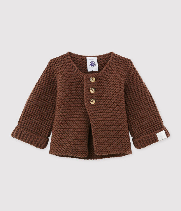 Baby's cardigan in wool and cotton mix brown