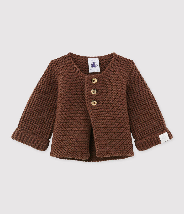 Baby's cardigan in wool and cotton mix brown