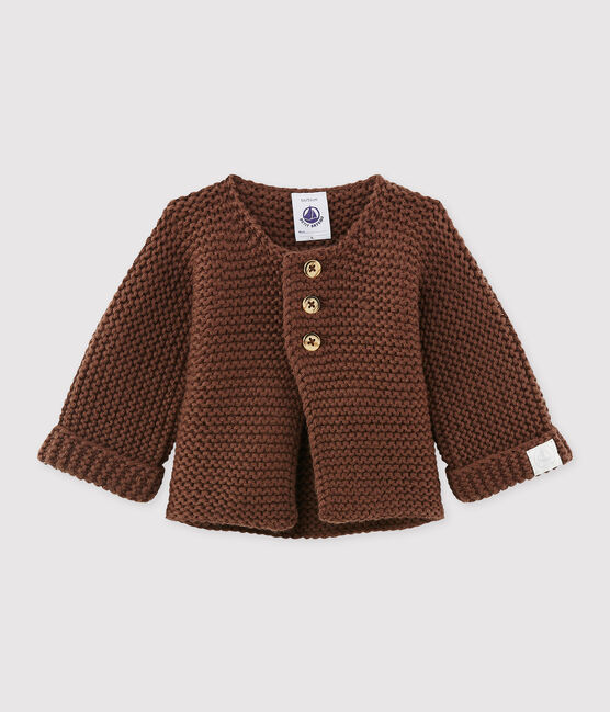 Baby's cardigan in wool and cotton mix BROWN brown