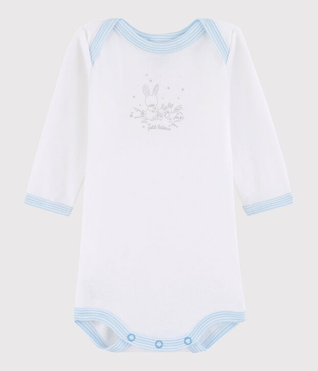 Baby Boys' Long-Sleeved Bodysuit white/blue
