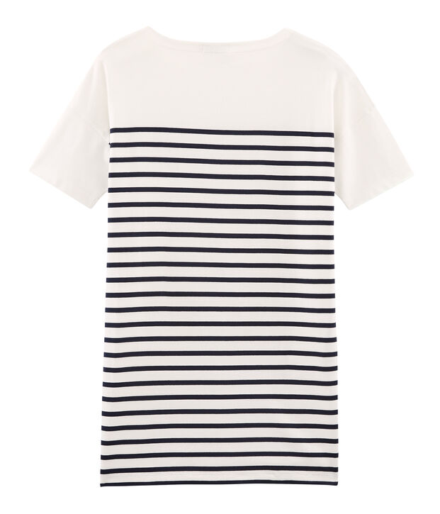 Women's short-sleeved dress white/blue