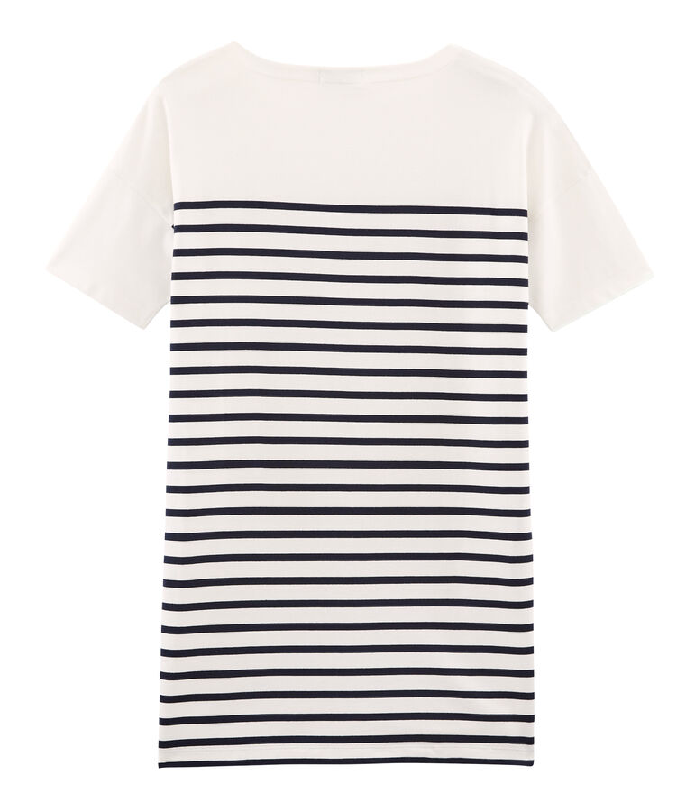 Women's short-sleeved dress MARSHMALLOW white/SMOKING blue