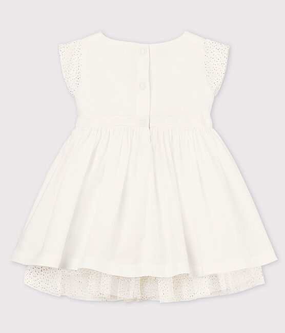 Baby Girls' Poplin Tulle Formal Dress ECUME white