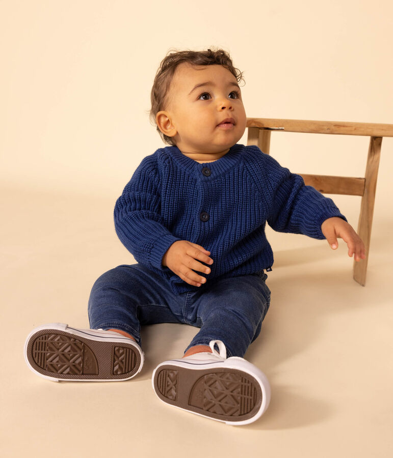 Babies' Knitted Cotton Cardigan blue