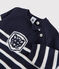 Babies' Wool/Cotton Jumper SMOKING blue/MARSHMALLOW white