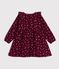 Girls' long-sleeved dress in floral velour red/multicolor